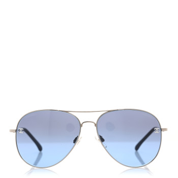 CHANEL Metal Pilot Aviator CC Sunglasses 4189-T-Q Silver
