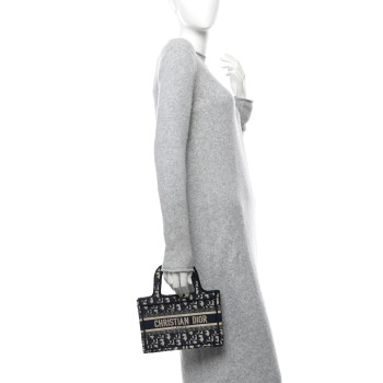 CHRISTIAN DIOR Oblique Mini Book Tote Blue Multicolor