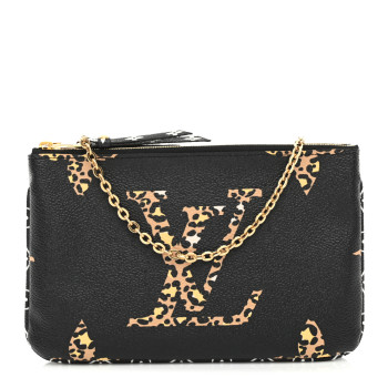 LOUIS VUITTON Monogram Giant Jungle Pochette Double Zip Black