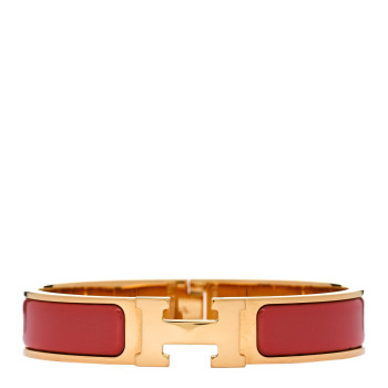 HERMES Enamel Narrow Clic Clac H Bracelet PM Orange Papaye
