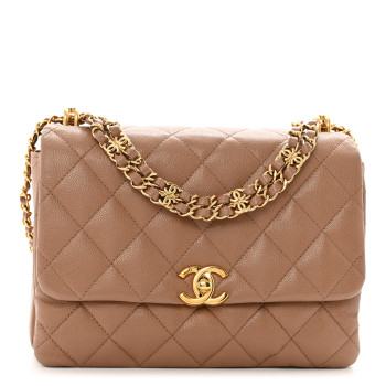 CHANEL Caviar Quilted Coco First Flap Beige