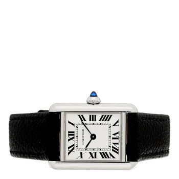 CARTIER Stainless Steel Calfskin 22mm Must de Cartier Tank Quartz Watch