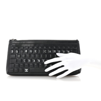 CHANEL Metallic Calfskin Keyboard Pouch Black