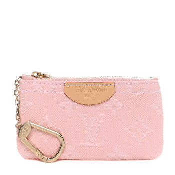 LOUIS VUITTON Monogram Denim Key Pouch Washed Pink