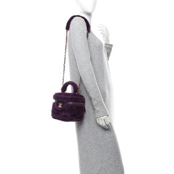 CHANEL Shearling Lambskin Quilted Small Vanity Case Purple