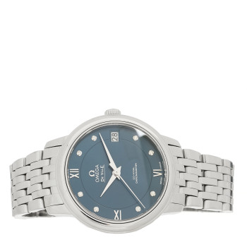 OMEGA Stainless Steel Diamond 32.7mm De Ville Co-Axil Chronometer Automatic Watch Blue 424.10.33.20.53.001