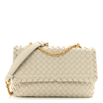 BOTTEGA VENETA Nappa Intrecciato Baby Olimpia Shoulder Bag Chalk