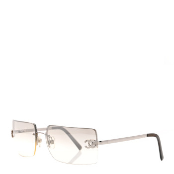 CHANEL Metal Crystal CC Logo Sunglasses 4092-B Silver