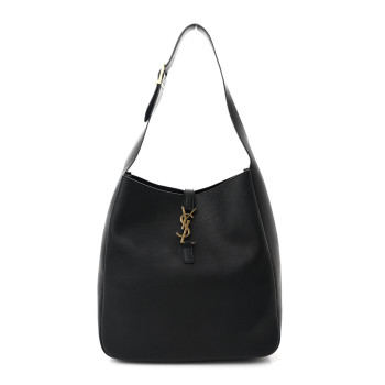SAINT LAURENT Smooth Calfskin Large Le 5 A 7 Soft Hobo Black