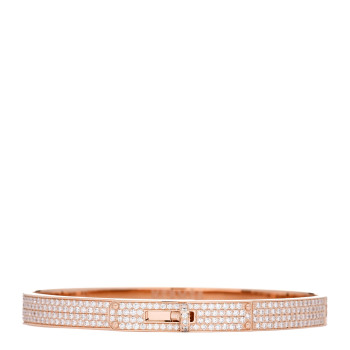 HERMES 18K Rose Gold Diamond PM Kelly Full Pave Bracelet XS