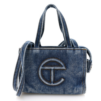 TELFAR Denim Small Shopping Bag Blue