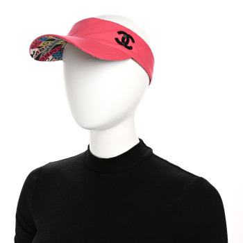 CHANEL Cotton Canvas Logo CC Visor Pink Black