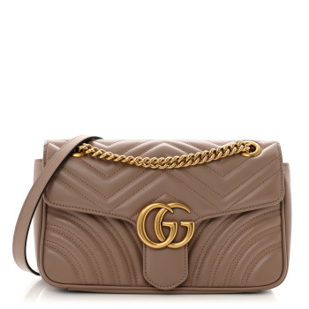 GUCCI Calfskin Matelasse Small GG Marmont Shoulder Bag Porcelain Rose