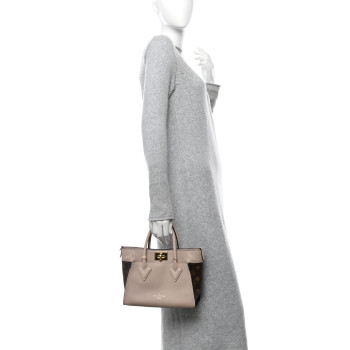 LOUIS VUITTON Calfskin Monogram On My Side PM Greige