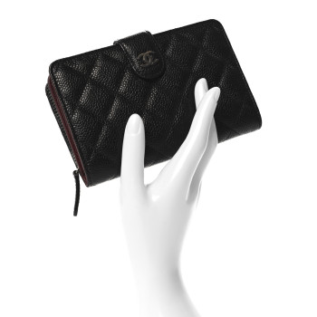 CHANEL Caviar Quilted CC French Wallet Black