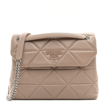 PRADA Nappa Triangle Stitched Large Spectrum Bag Cipria