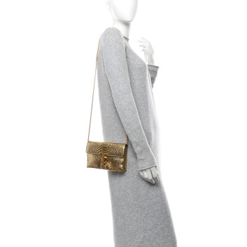 TOM FORD Laminated Snakeskin Embossed Mini Monarch Bag Dark Gold