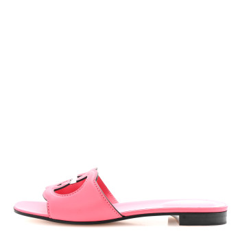 GUCCI Cosmos Softy Calfskin Interlocking G Cut Out Slide Sandals 40 Rhodamine Pink