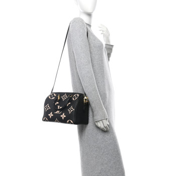 LOUIS VUITTON Empreinte Monogram Giant Speedy Bandouliere 25 Black Beige