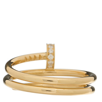 CARTIER 18K Yellow Gold Diamond Double Juste Un Clou Ring 53 6.5