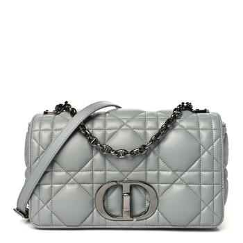 CHRISTIAN DIOR Calfskin Macrocannage Medium Caro Bag Iron Grey
