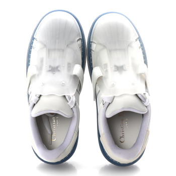 CHRISTIAN DIOR Calfskin Clear Rubber Dior-ID Platform Sneakers 36.5 White Deep Blue