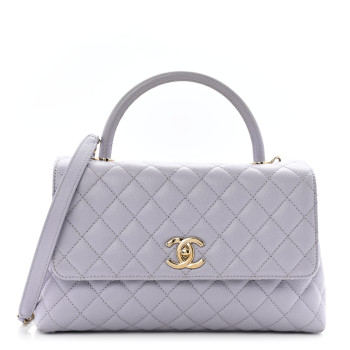 CHANEL Caviar Quilted Small Coco Handle Flap Light Purple