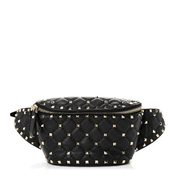 VALENTINO GARAVANI Nappa Rockstud Spike Belt Bag 95 Black