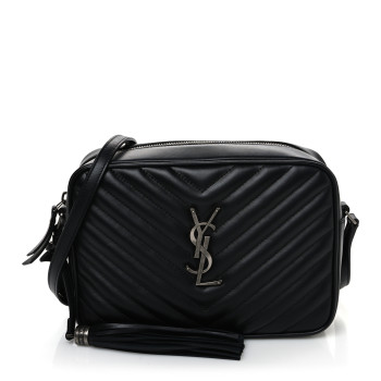 SAINT LAURENT Calfskin Matelasse Monogram Lou Camera Bag Black