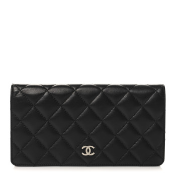 CHANEL Lambskin Quilted Yen Wallet Black