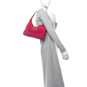 FENDI Suede Shoulder Bag Fuchsia