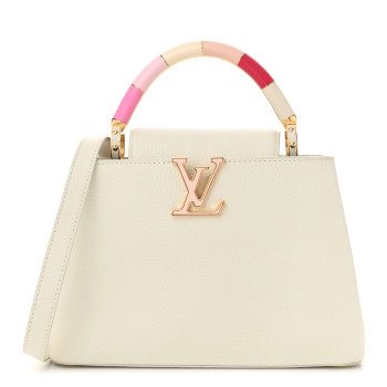 LOUIS VUITTON Taurillon Lambskin Calfskin Capucines BB Snow White