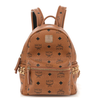 MCM Visetos Side Stud Mini Stark Backpack Cognac