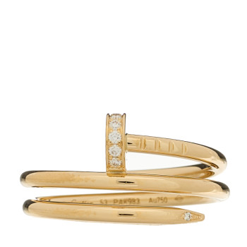 CARTIER 18K Yellow Gold Diamond Double Juste Un Clou Ring 53 6.5