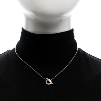 HERMES 18K Rose Gold Diamond Finesse Pendant Necklace