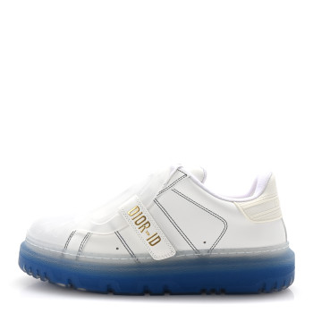 CHRISTIAN DIOR Calfskin Clear Rubber Dior-ID Platform Sneakers 36.5 White Deep Blue