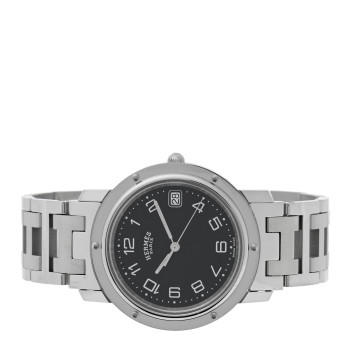 HERMES Stainless Steel 36mm Clipper Quartz Watch Black