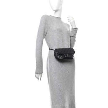CHANEL Calfskin Quilted CC Uniform Flap Belt Bag Black