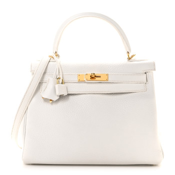 HERMES Taurillon Clemence Kelly Retourne 28 White