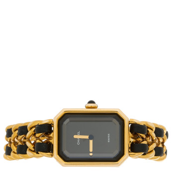 CHANEL Stainless Steel Lambskin 20mm Chain Premiere Quartz Watch Gold M