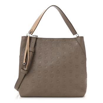 MCM Calfskin Ottomar Monogram Large Klara Hobo Urban Taupe MCM Calfskin Ottomar Monogram Large Klara Hobo Urban Taupe
