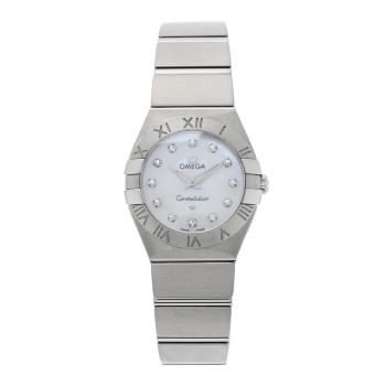 OMEGA Stainless Steel Diamond Mother of Pearl 24mm Constellation Quartz Watch 123.10.24.60.55.001