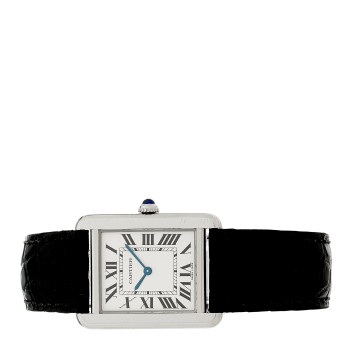 CARTIER Stainless Steel Alligator 24mm Tank Solo Quartz Watch