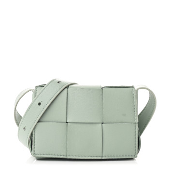 BOTTEGA VENETA Lambskin Maxi Intrecciato Extra Mini Cassette Crossbody Bag New Sauge
