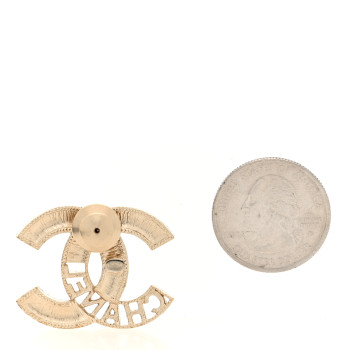 CHANEL Crystal Rainbow Logo CC Brooch Gold Multicolor