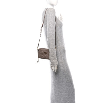CHRISTIAN DIOR Supple Calfskin Caro Double Pouch Warm Taupe