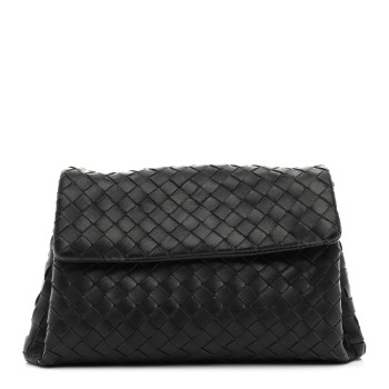 BOTTEGA VENETA Nappa Intrecciato Flap Clutch Black