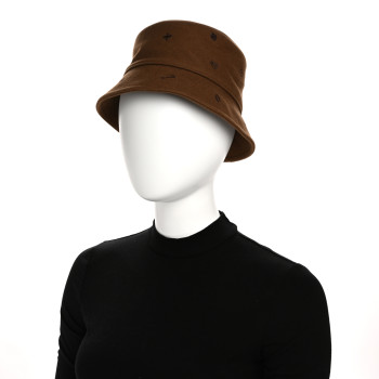 HERMES Cashmere Debbie Charms Bucket Hat 56 Brown