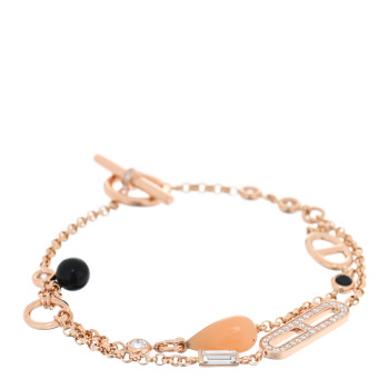 HERMES 18K Rose Gold Diamond Pink Opal Onyx Black Spinel Chaos Bracelet SH