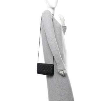 CHANEL Caviar Quilted Wallet on Chain WOC Black